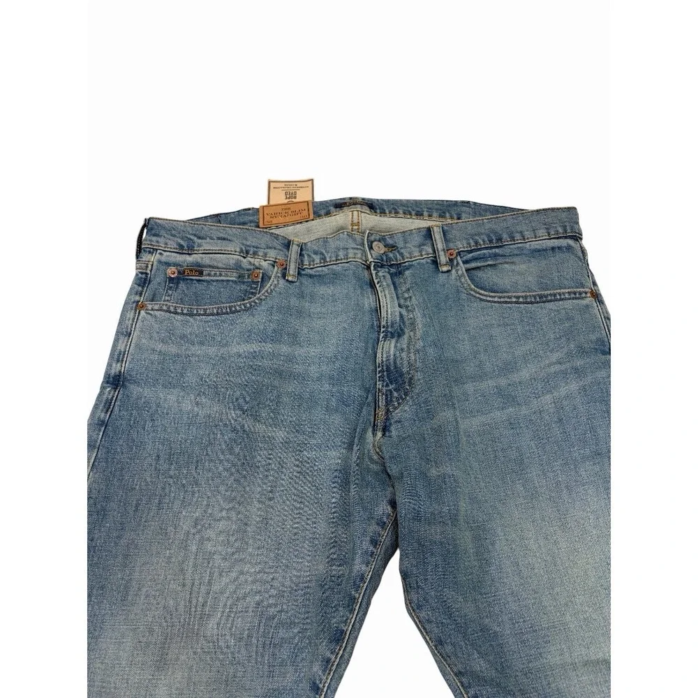 Polo Ralph Lauren Men's Varick Slim Straight Jeans 38x30 Light Blue Stretch NWT